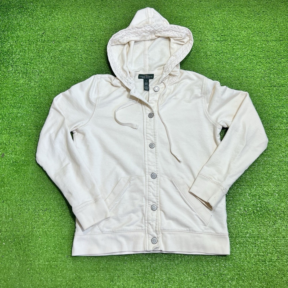 Vintage Ralph Lauren Jeans Co. Hoodie Women's SM LRL Cream Lace Lined Hood